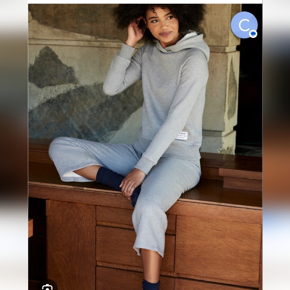 NWT Aether x Foundation Cropped Hoodie Light Heather Grey Luxury Athleisure